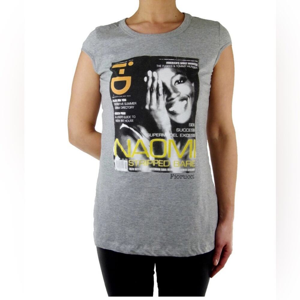 Fiorucci Gray Graphic Cap Sleeve Tee